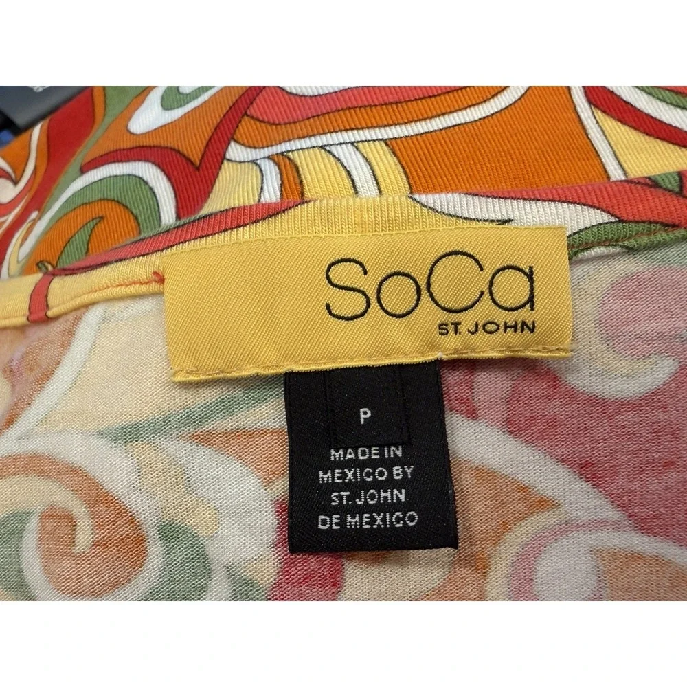 Lot of 2 St. John Tops Floral Print Crew neck & Orange/Yellow Paisley Small - Picture 10 of 11